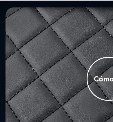 Detalle de la costura de rombos del cuero