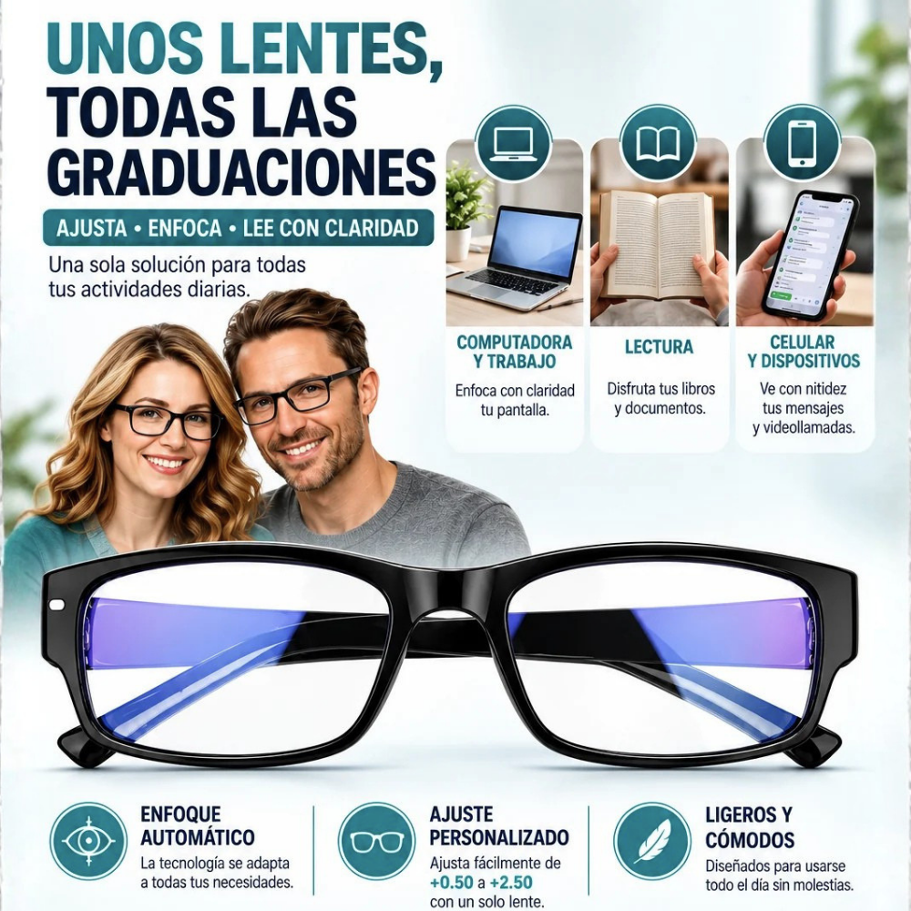 Lentes de Enfoque Adaptativo OnePower 2x1 - Tu Vista, Más Cómoda