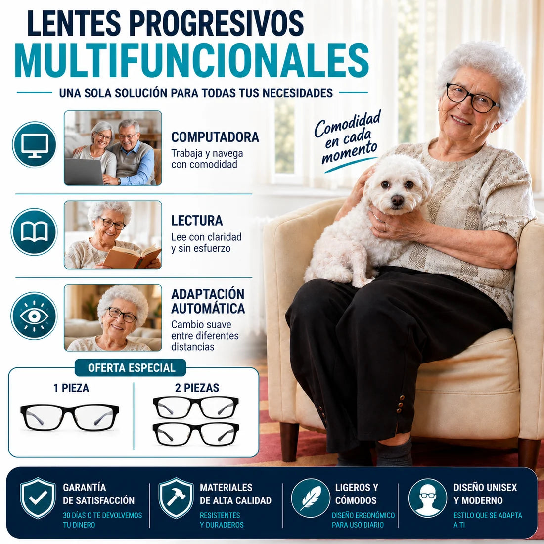 Lentes de Enfoque Adaptativo OnePower 2x1 - Tu Vista, Más Cómoda