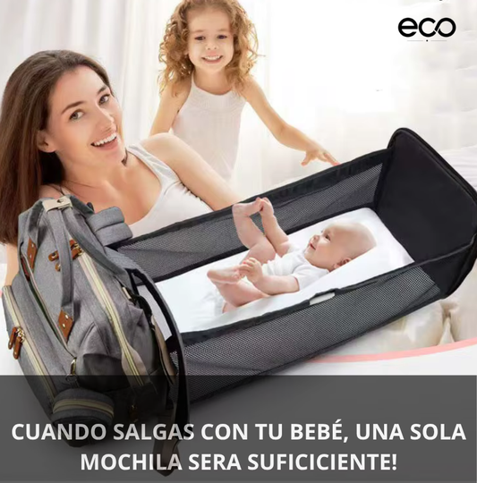 Mochila Pañalera con cuna portátil