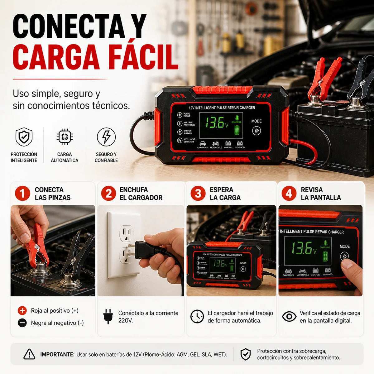 Cargador reparador de baterías para autos - El salvavidas de tu auto y de tu bolsillo