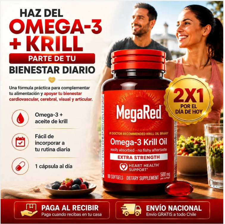 MegaRed Omega-3 + Krill para tu Bienestar Diario – 2x1