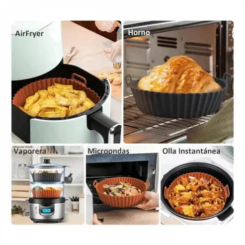 El molde usado en freidora de aire, horno, vaporera, microondas y olla instantánea